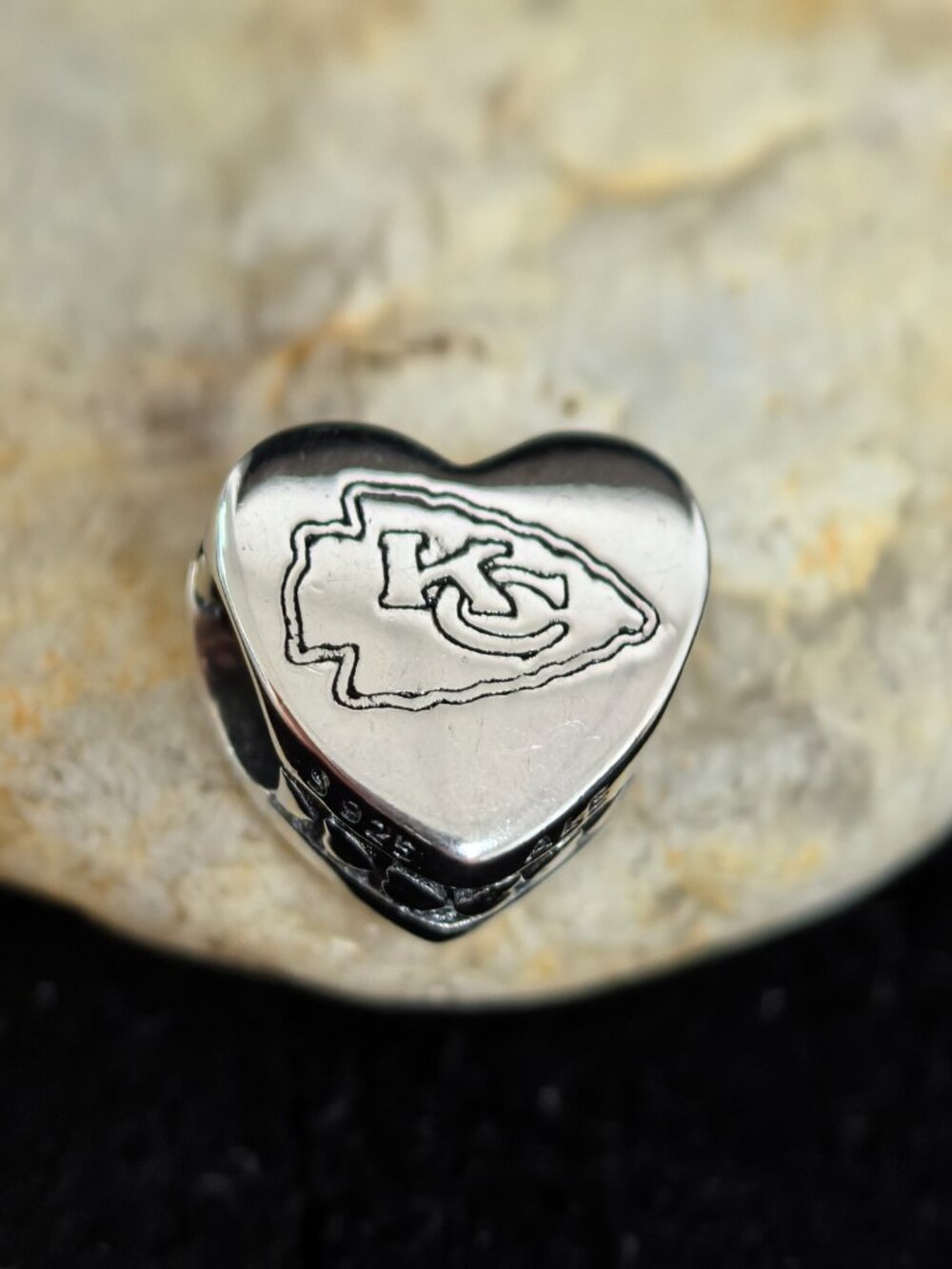 Pandora Kansas City Chiefs Exclusive Heart Charm, S925 Silver Jewelry
